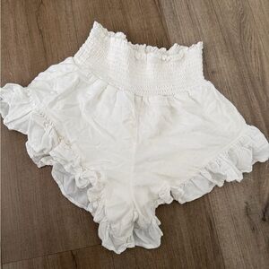 White Ruffled Shorts